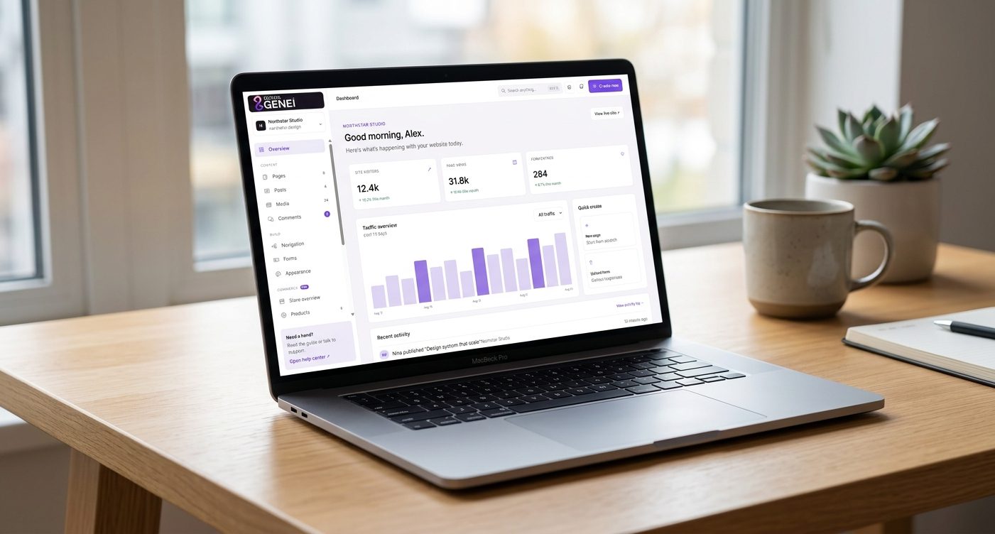 Digital Genei CMS drag-and-drop builder canvas
