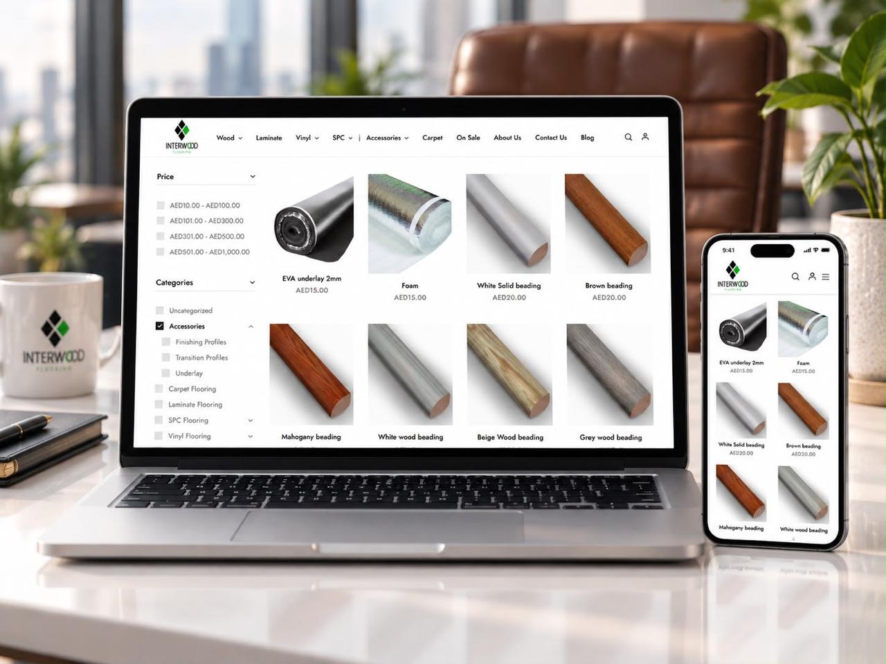 Interwood UAE redesigned mockup 2